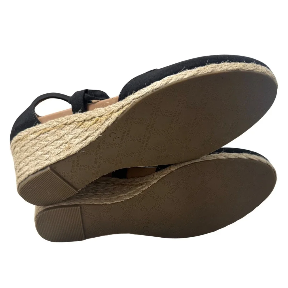 Vionic Kaitlyn Wedge Sandal Womens 9.5 Black Espadrille Orthotic VS415